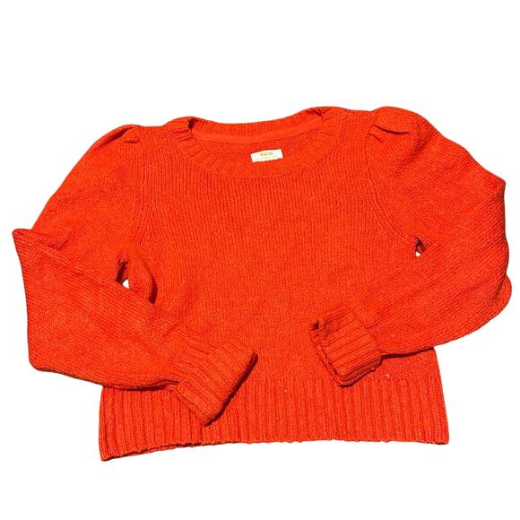 Maeve by Anthropologie Sweaters - MAEVE BY ANTHROPOLOGIE Women's Crewneck Puff-Sleeve Sweater Size M In Bright Red